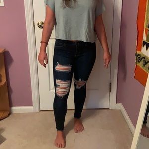 Just black- dark wash skinny jeans